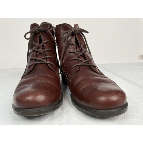 ECCO Touch 25 Lace Up Leather Boots Women’s 9.5 40 EU Side Zip Brown Bootie - Picture 5 of 15